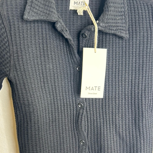 NWT MATE The Label 100% Organic Cotton Waffle Button Down Cardigan Black XS - Picture 13 of 14